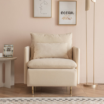 Modern fabric accent armchair,upholstered single sofa chair,Beige Cotton Linen-30.7\\'\\' 