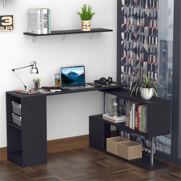 Computer Desk L-Shaped-Black (Swiship-Ship)（Prohibited by WalMart）