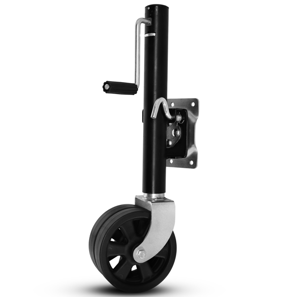 6-inch Dual Wheels Trailer Jack, 1500 lbs, for RV, Boat, Trailer and More, Black 