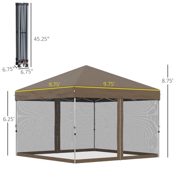 10' x 10' Pop Up Canopy Tent-Khaki 
