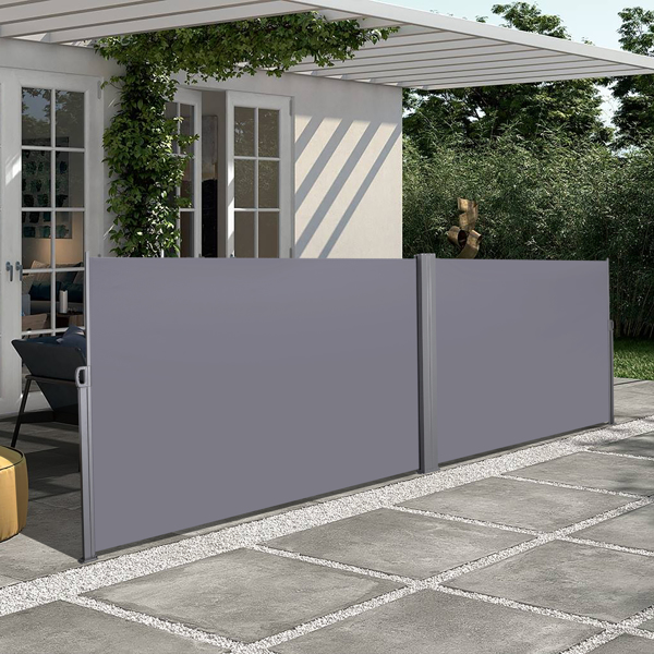 276" x 71'' Retractable Side Screen Awning, UV Resistant and Waterproof Patio Privacy Screen,Dark Grey [Sale to Temu is Banned.Weekend can not be shipped, order with caution]