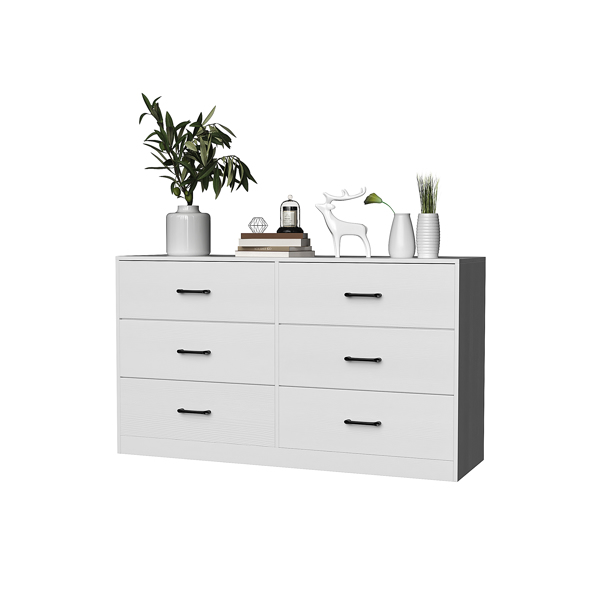 [] 3-Layer 6-Drawer Cabinet, Veneered Fabric Drawer Storage Cabinet, White