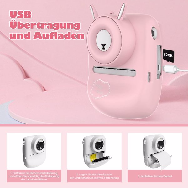 Kids Camera, 30MP Instant Camera WiFi 1080P Selfie Digital Camera 2.4 Inch with 32GB TF Card, Gift for Boys Girls