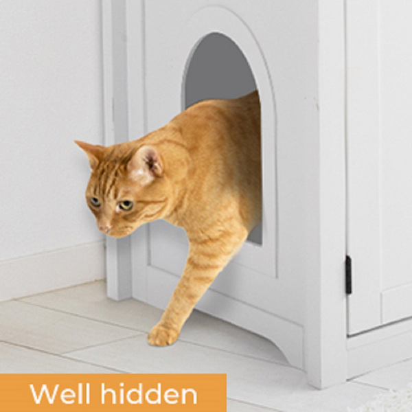 Litter Box Enclosure Furniture, Cat Litter Box Furniture Hidden with Storage Shelf, Litter Box Cabinet, Cat Box Enclosure with Doors and Divider for Large Cats, LitterBox Enclosure Furniture