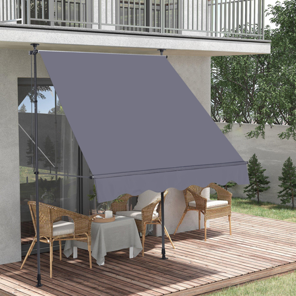 Manual Retractable Awning Canopy-78'' Non-Screw Outdoor Sun Shade Cover with UV Protection [Sale to Temu is Banned.Weekend can not be shipped, order with caution]
