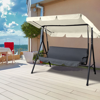 77\\'\\' x 43\\'\\' UV Protection & Water Resistance Swing Canopy Replacement Waterproof Top Cover for Outdoor Garden Patio Porch Yard, Top Cover Only（Grey）