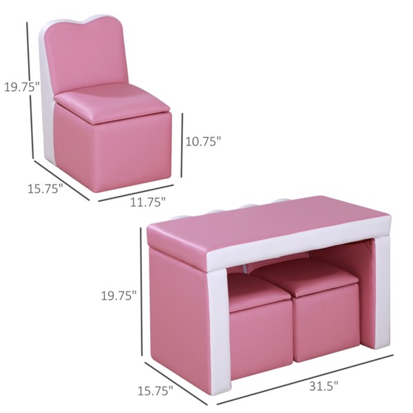 Kids 2-in-1  Sofa Sets-Pink (Swiship-Ship)（Prohibited by WalMart）