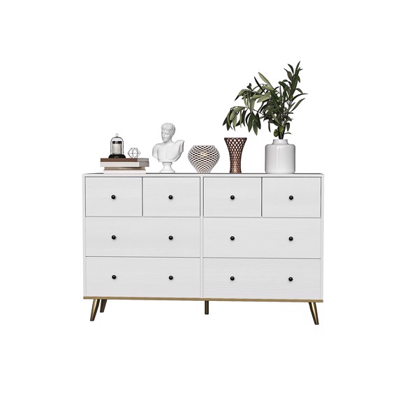 [FCH] 3-Layer 8-Drawer Cabinet, Veneered Fabric Drawer Storage Cabinet, White