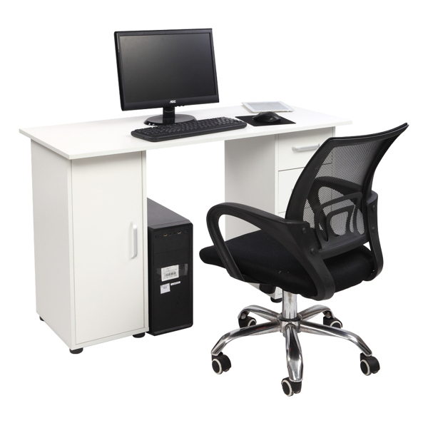 One Door Four Drawers Computer Desk White