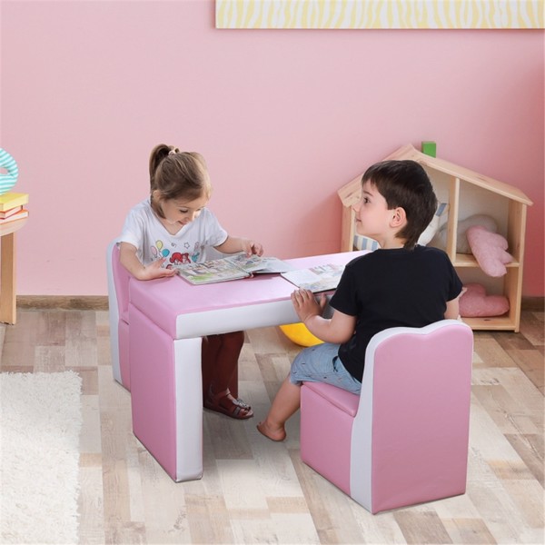 Kids 2-in-1  Sofa Sets-Pink (Swiship-Ship)（Prohibited by WalMart）