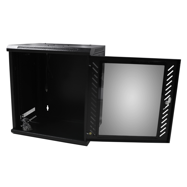 Steel network cabinet 12U with fan, self-contained