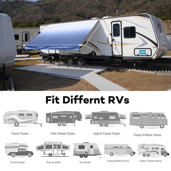 RV Awning Fabric Replacement Camper Trailer Awning Fabric Super Heavy Vinyl Coated Polyester 14' 2"(Fit for 15' Awning)