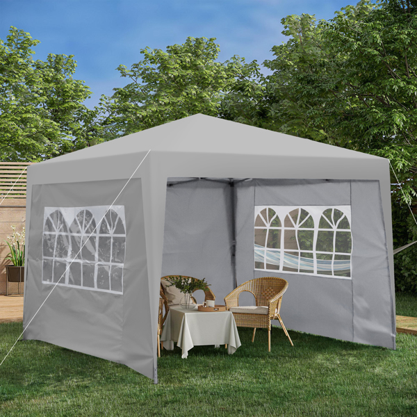 Outdoor 10 x 10 Ft Pop Up Gazebo Canopy with Removable Sidewall, 2 pcs Sidewall with Zipper,2 pcs Sidewall with Windows,with 4 pcs Sand bag  and Carry Bag,Grey [Sale to Temu is Banned.Weekend can not 