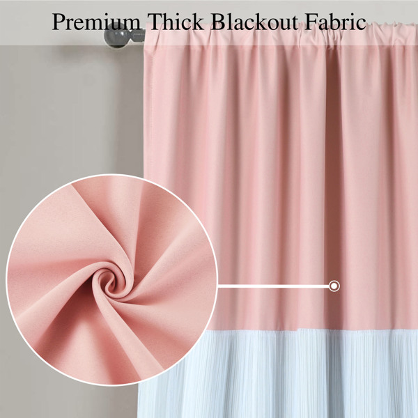 2 Panels Blackout Tulle Skirt Window Curtains for Bedroom 52''X84''