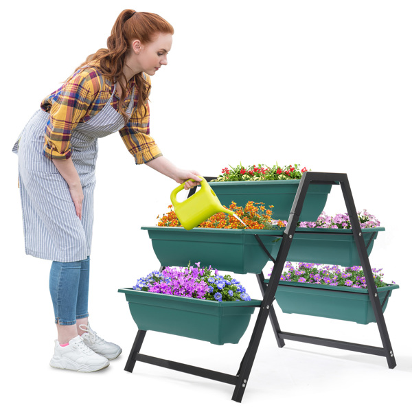 Raised Garden Planter Bed, Tiered Planter Stand with 5 Boxes, Vertical Raised Garden Bed for Herbs, Flowers, or Vegetables in Patio Balcony Indoor Outdoor