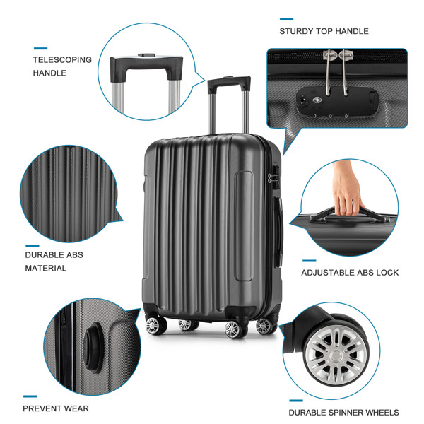 Vertical pattern four-in-one universal wheel with handle trolley case 16in 20in 24in 28in ABS aluminum alloy trolley classic color - dark gray N101 product upgrade