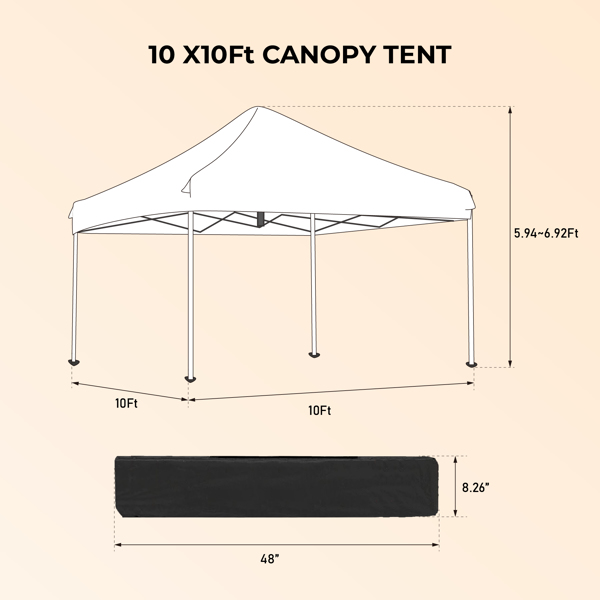 Outdoor 10 x 10 Ft Pop Up Gazebo Canopy with Removable Sidewall, 2 pcs Sidewall with Zipper,2 pcs Sidewall with Windows,with 4 pcs Sand bag  and Carry Bag,Beige [Sale to Temu is Banned.Weekend can not