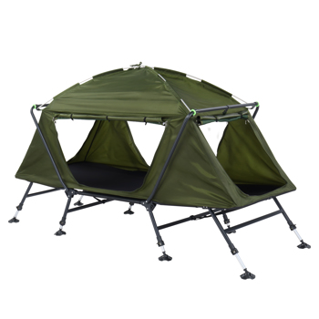 84.6*34.5*49.2in Collapsible Camping Tent with An Integrated Cot Green
