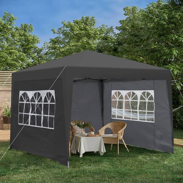 Outdoor 10 x 10 Ft Pop Up Gazebo Canopy with Removable Sidewall, 2 pcs Sidewall with Zipper,2 pcs Sidewall with Windows,with 4 pcs Sand bag  and Carry Bag,Black [Sale to Temu is Banned.Weekend can not