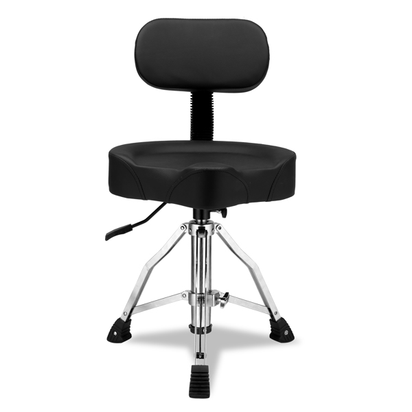 Drum Throne with Backrest, Hydraulic Drum Stool Adjustable Height, Heavy Duty Hydraulic Drum Seat Saddle Design for Drummers Black