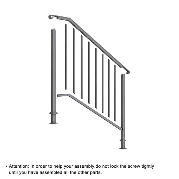 Artisasset Matte Black Outdoor 3 Level Iron Handrail
