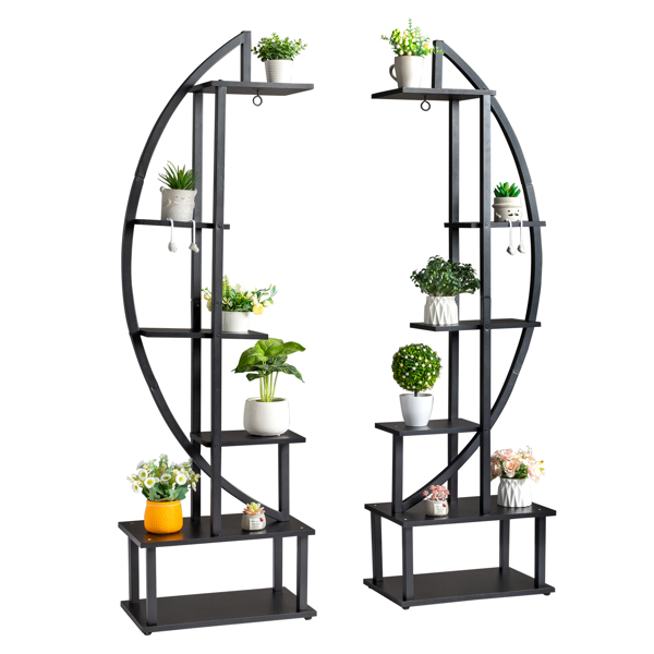 Artisasset 2pcs 6th Floor Half Moon Ironwood Suitable For Garden Balcony Patio Lawn Home Decoration Plant Stand Flower Pot Stand Iron Flower Stand Black