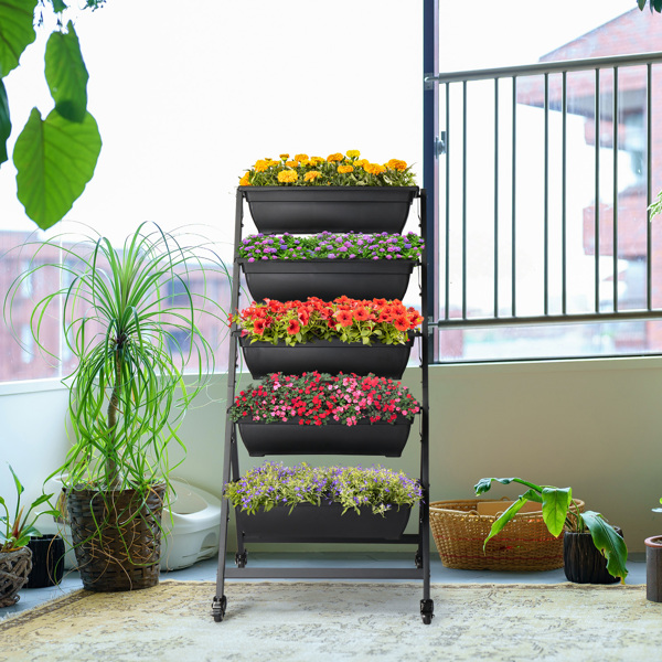 5 Tiers Vertical Garden Bed, Vertical Garden Planter Indoor and Outdoor, Vertical Elevated Garden Bed Perfect for Vegetables Flowers Herbs