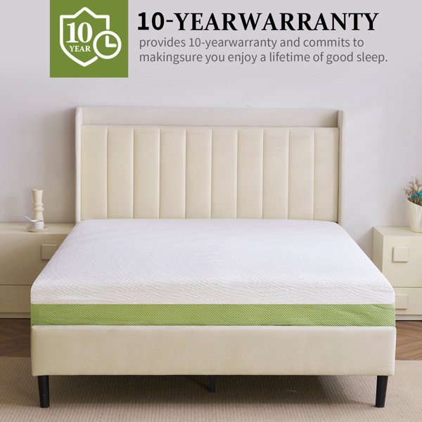 10 Inch Gel Memory Foam Mattress for Cool Sleep, Pressure Relieving, Matrress-in-a-Box, King Size