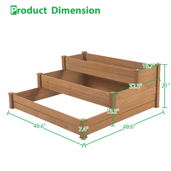 Wood Horticulture Raised Garden Bed, Brown