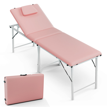 Portable Tattoo Chair Table with Storage Bag, Foldable Spa Bed for Client 2-Section Folding