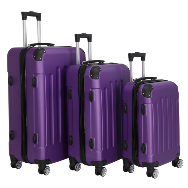 3-in-1 Portable ABS Trolley Case 20" / 24" / 28" Purple