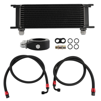 13 Row AN10 Engine Racing Trust Oil Cooler w/ Thermostat Oil Filter Adapter Kit