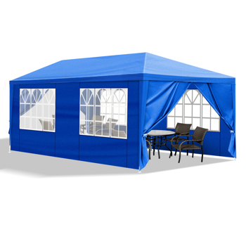 10\\'x20\\' Outdoor Party Tent with 6 Removable Sidewalls, Waterproof Canopy Patio Wedding Gazebo, Blue