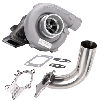 T04E T3/T4 .57 A/R 48.1 Trim Universal Turbocharger Compressor up to 400+HP + Stainless 2.5\\" 5-Bolt Flange Down Pipe Exhaust