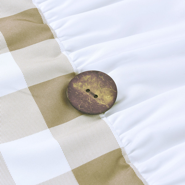 Farmhouse Ruffle Buffalo Check Shower Curtain with Coconut Buttons
