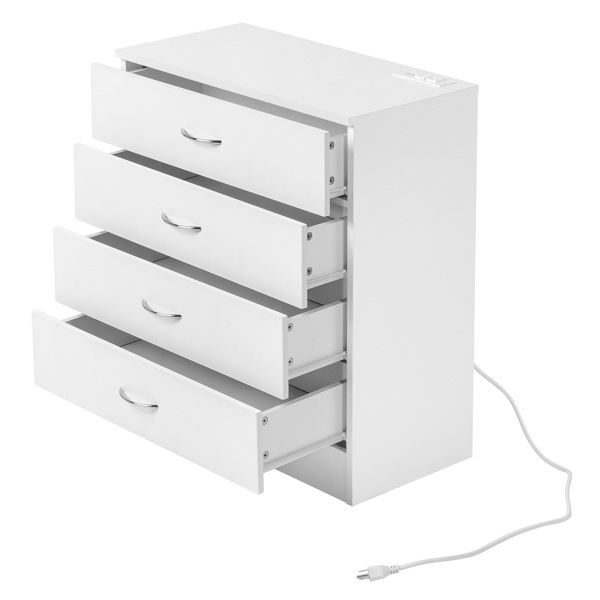 [FCH] PB Wood Simple 4-Drawer Nightstand Dresser with USB Ports & Outlet, White