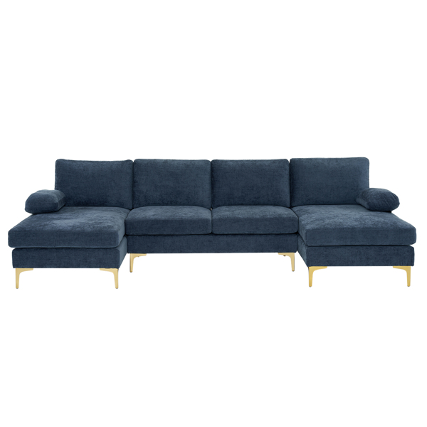 U-Shaped 4-Seat Indoor Modular Sofa Grey-Blue Color