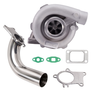 63 A/R STAGE III T04E T3 T4 44 TRIM COMPRESSOR TURBO TURBOCHARGER 5-BOLT+ Stainless 2.5\\" 5-Bolt Flange Down Pipe Exhaust