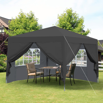 Outdoor 10 x 10 Ft Pop Up Gazebo Canopy with Removable Sidewall, 2 pcs Sidewall with Zipper,2 pcs Sidewall with Windows,with 4 pcs Sand bag  and Carry Bag,Black [Sale to Temu is Banned.Weekend can not