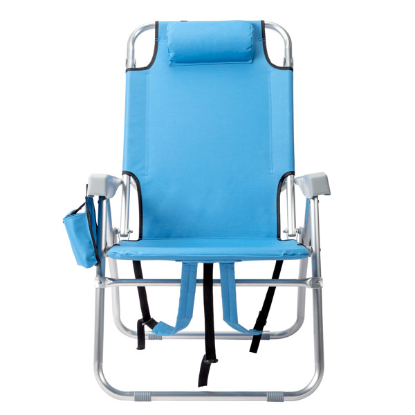 63*70*99cm Heightened Oxford Cloth Silver White Aluminum Tube Bearing 100kg Beach Chair Blue