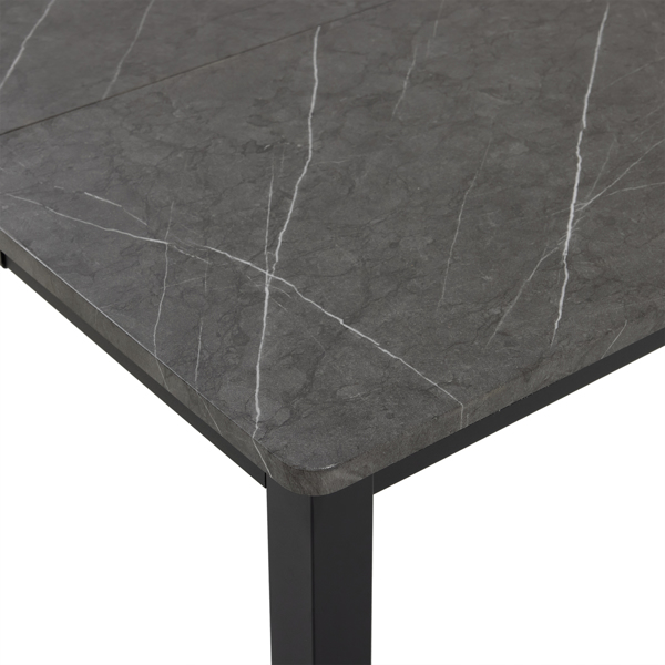 Disassemble rectangular dining table with straight feet MDF grey PVC marble surface 120*76*76cm N101