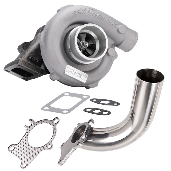 T04E T3/T4 .57 A/R 48.1 Trim Universal Turbocharger Compressor up to 400+HP + Stainless 2.5" 5-Bolt Flange Down Pipe Exhaust