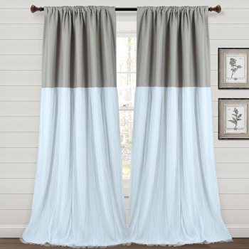 2 Panels Blackout Tulle Skirt Window Curtains for Bedroom 52\\'\\'X84\\'\\'