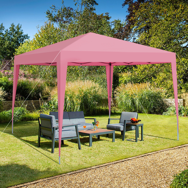 Outdoor 10 x 10 Ft Pop Up Gazebo Canopy with 4 pcs Sand Bag and Carry Bag,Pink [Sale to Temu is Banned.Weekend can not be shipped, order with caution]