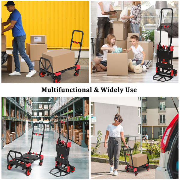 150kg 2-in-1 luggage trolley red