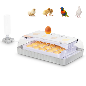 Egg Incubator, 9-20 Eggs Fully Automatic Poultry Hatcher Machine with Temperature Display, Candler, Temperature Control & Turner, for Hatching Chickens Quail Duck Goose Turkey Bottle is not included