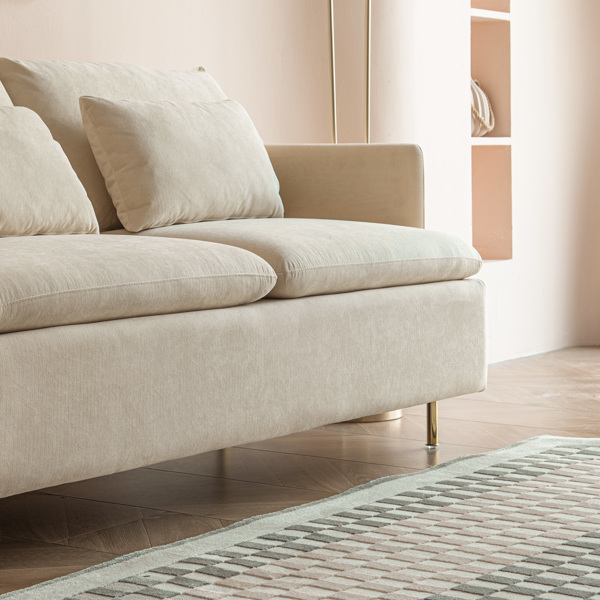 Modern Upholstered Loveseat Sofa,Beige  Cotton Linen---63.8" 