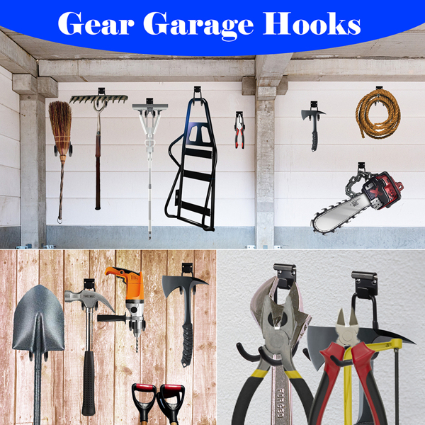 Utility tools, garages, ladders, wall racks, brackets, outdoor garage hooks 12-piece, heavy-duty steel tool wall storage hooks with non-slip coating, practical wall-mounted mounts for bicycles, ladder