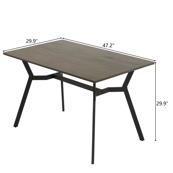 Disassemble rectangular table with inclined foot solid wood grey 120*76*76cm N101