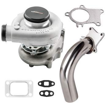 63 A/R STAGE III T04E T3 T4 44 TRIM COMPRESSOR TURBO TURBOCHARGER 5-BOLT+ Stainless 2.5\\" 5-Bolt Flange Down Pipe Exhaust